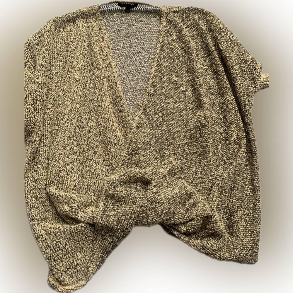 RXB Boucle Knit surplice sweater top, tan beige, size medium.